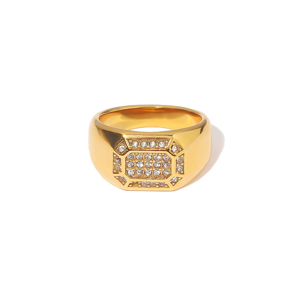Gold Plated Cubic White Zircon Inlaid Ring For Women
