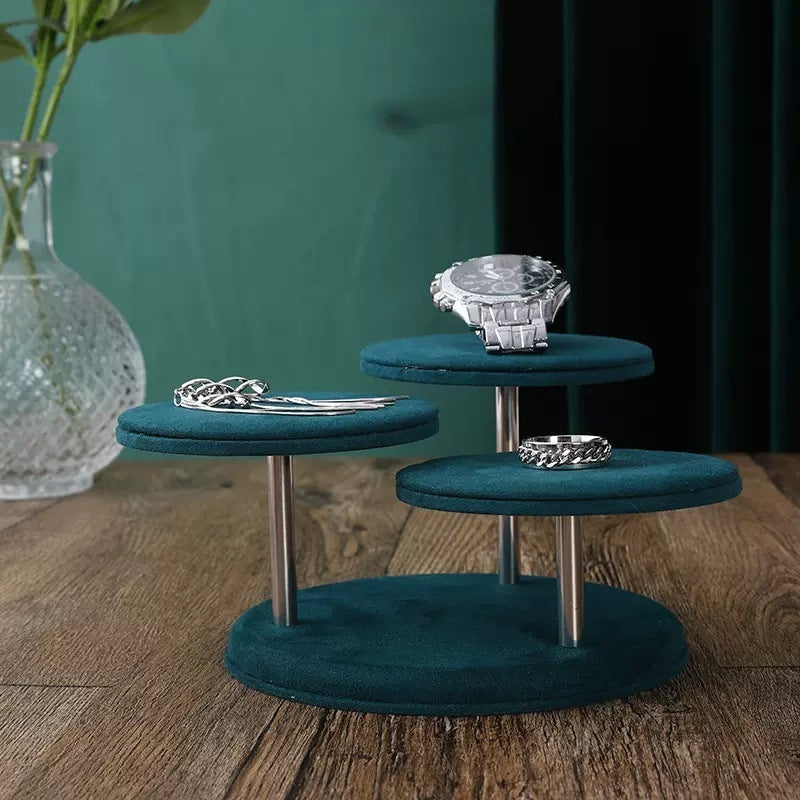 Three Disc Velvet Jewelry Cabinet