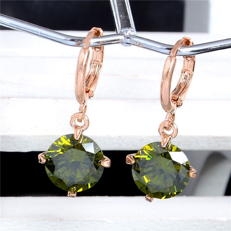Cute and Pretty 1 Pair Gold Color Cubic Zirconia Elegant Woman Hoop Earrings For Christmas Gift