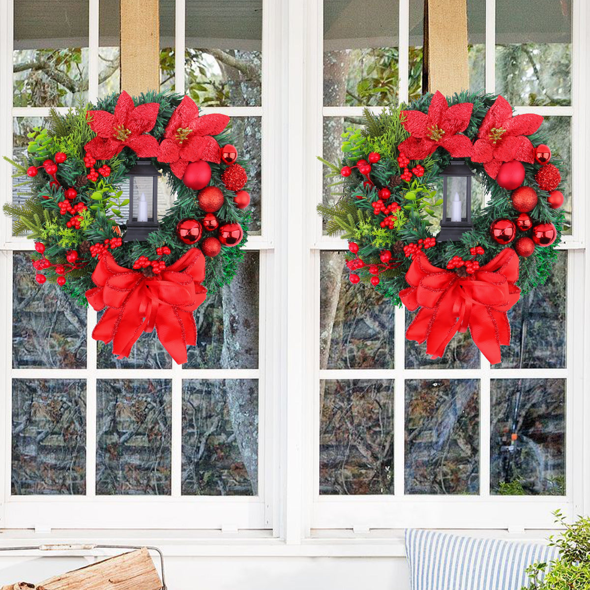 Christmas Light Wreath Door And Window Decoration Vine Ring