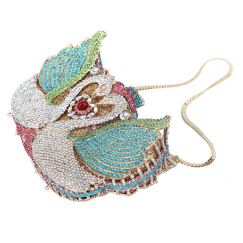 Color Moon Full Swan Small Bag Sequins Set With Diamonds
