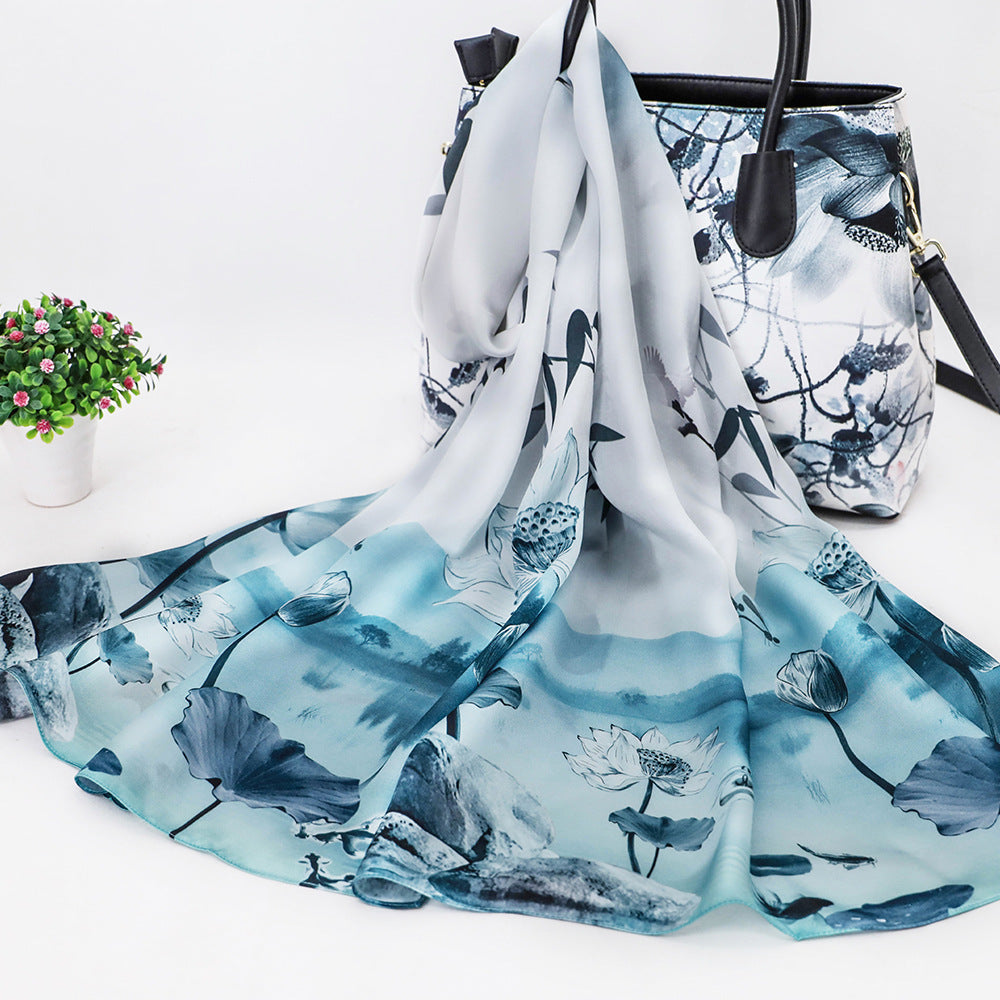 Women's Silk Scarf Shawl Sunscreen Scarf