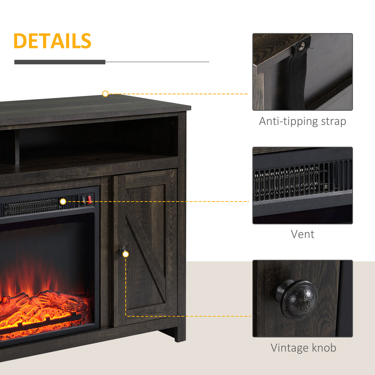 Electric Fireplace TV Stand for TV's up to 50" Flat Screen