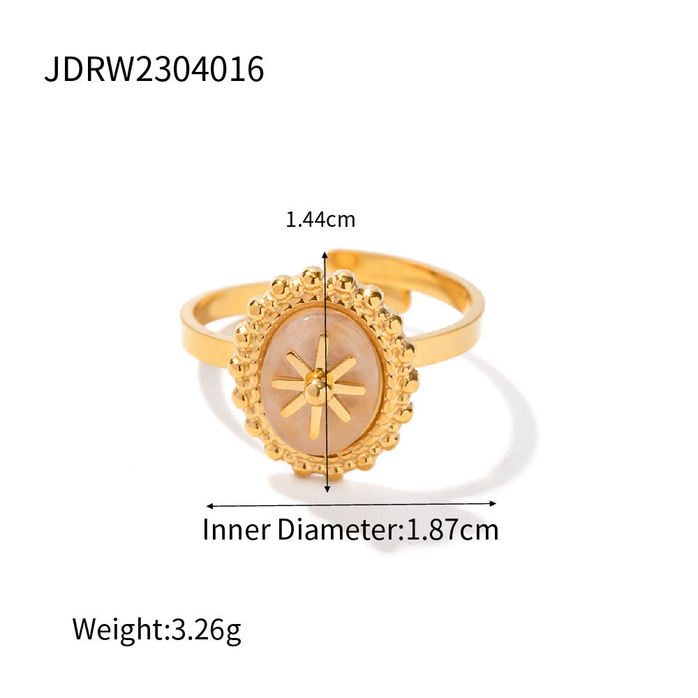 14K Gold Stainless Steel XINGX Retro Stainless Steel Diamond Ring