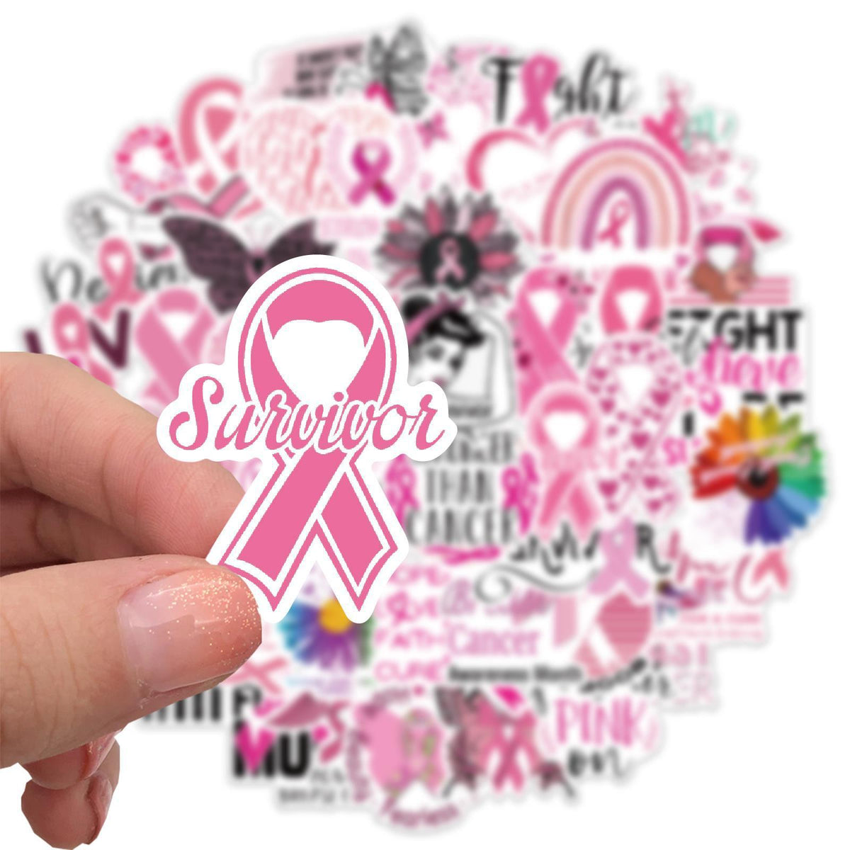 103050pcs Breast Cancer Awareness Stickers  Ribbon