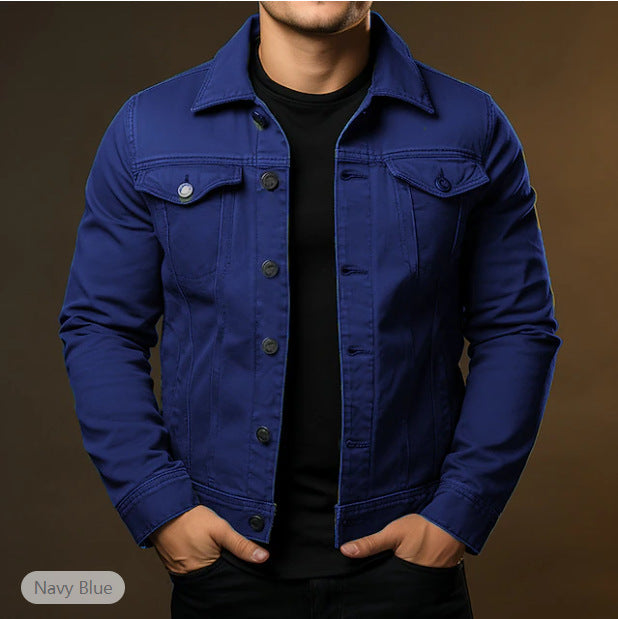 Men's Jacket Denim Coat Tooling Solid Color Thick Coat