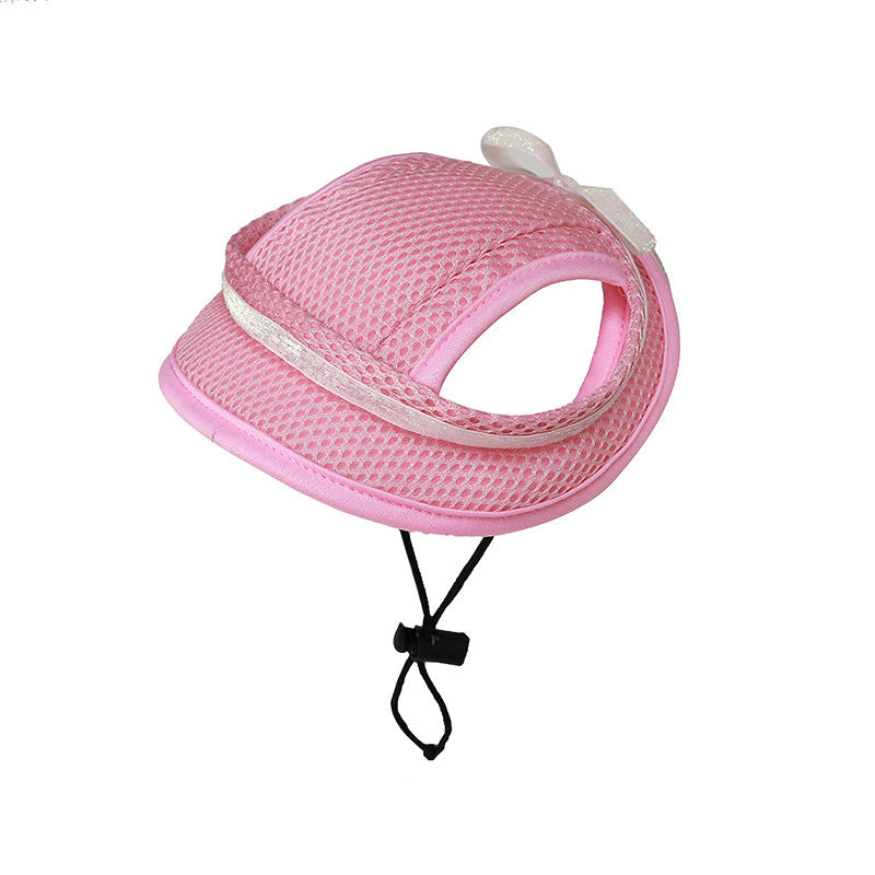 Breathable Sun-proof Bowknot Leaking Ears Pet Hat
