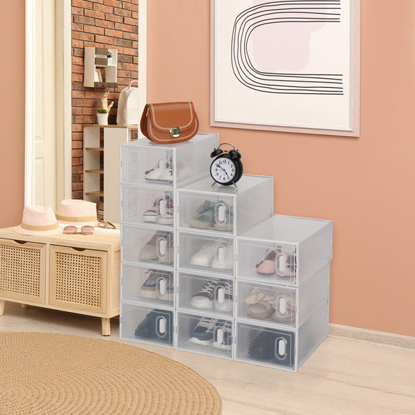 12pcs White Shoe Box Plastic