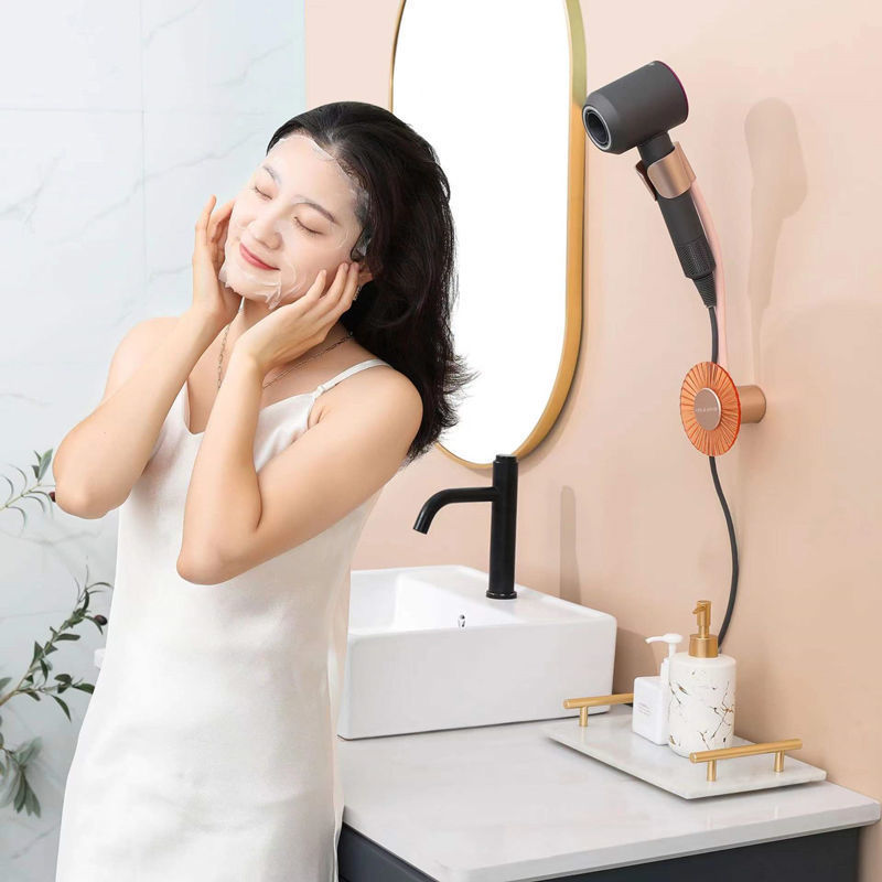 Bathroom Storage Hair Dryer Wall-Mounted Rotatable Rack