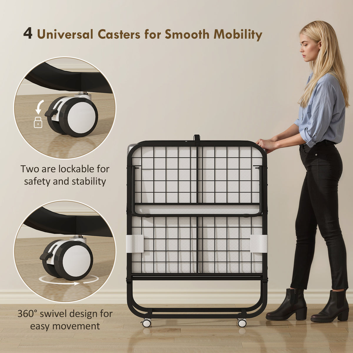 Folding Bed with Mattress for Adults