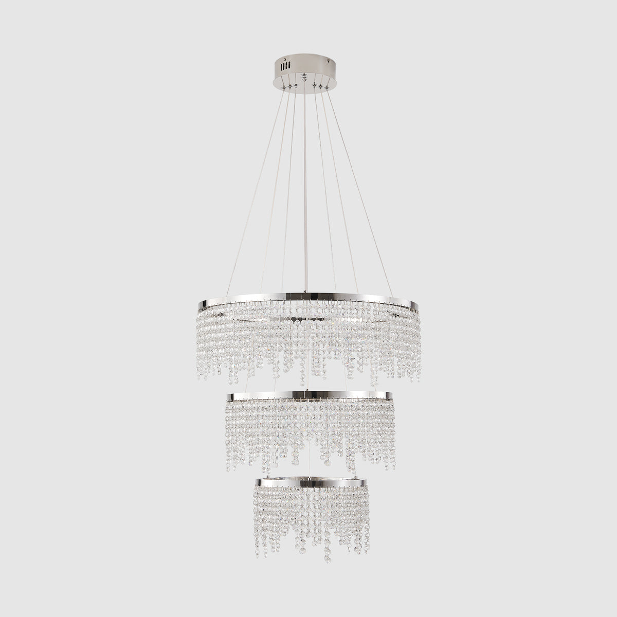 24-inch Crystal Chandelier LED Ceiling Lamp, Adjustable Color Temperature 3000K 4000K 6000K, Height Adjustable, Luxury Round Chandelier, Suitable For Living Room, Dining Room, Bedroom