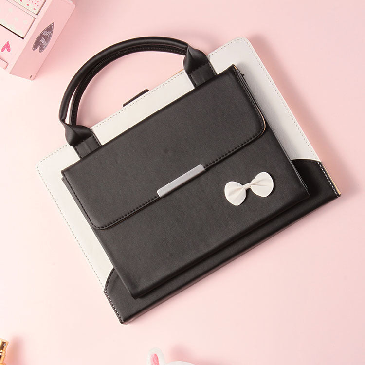 Compatible with Apple, New IPAD9.7 Protective Cover Mini234 Bow Handbag Pro11 Flat 10.5 Leather Case