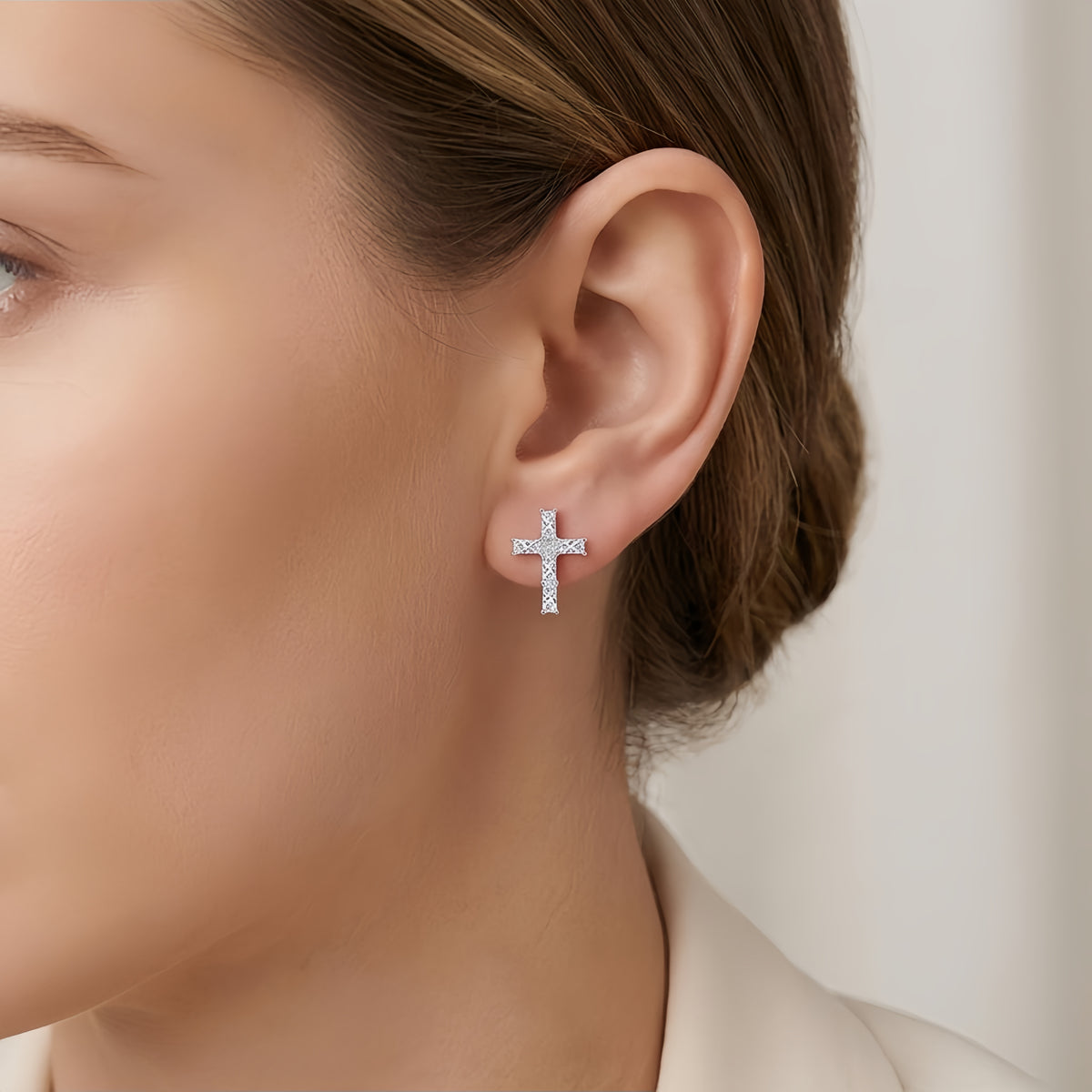925 Sterling Silver Elegant CZ Cross Earrings: Modern  Jewelry
