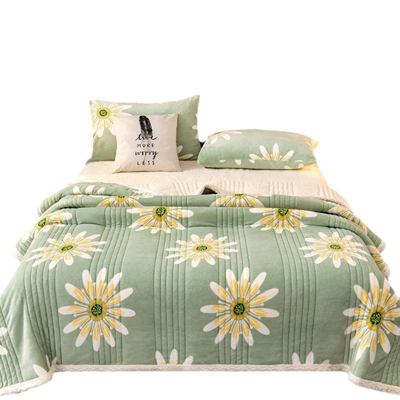 Cashmere Three-Layer Blanket Thickened Warm Feather Silk Blanket