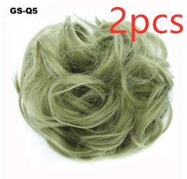 Europe, Japan, and South Korea Popular Hair Bun Fluffy Natural Drawstring Curly Hair Ball Head Hair Ring Hair set Female Hair Accessories Chemical Fiber Hair