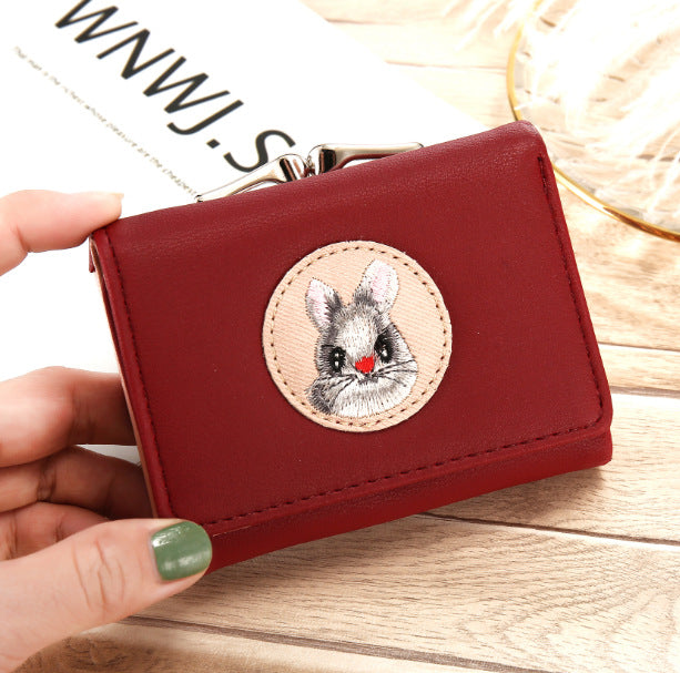 Short Women's Small Clip Bag Solid Color Cute Women's Coin Purse