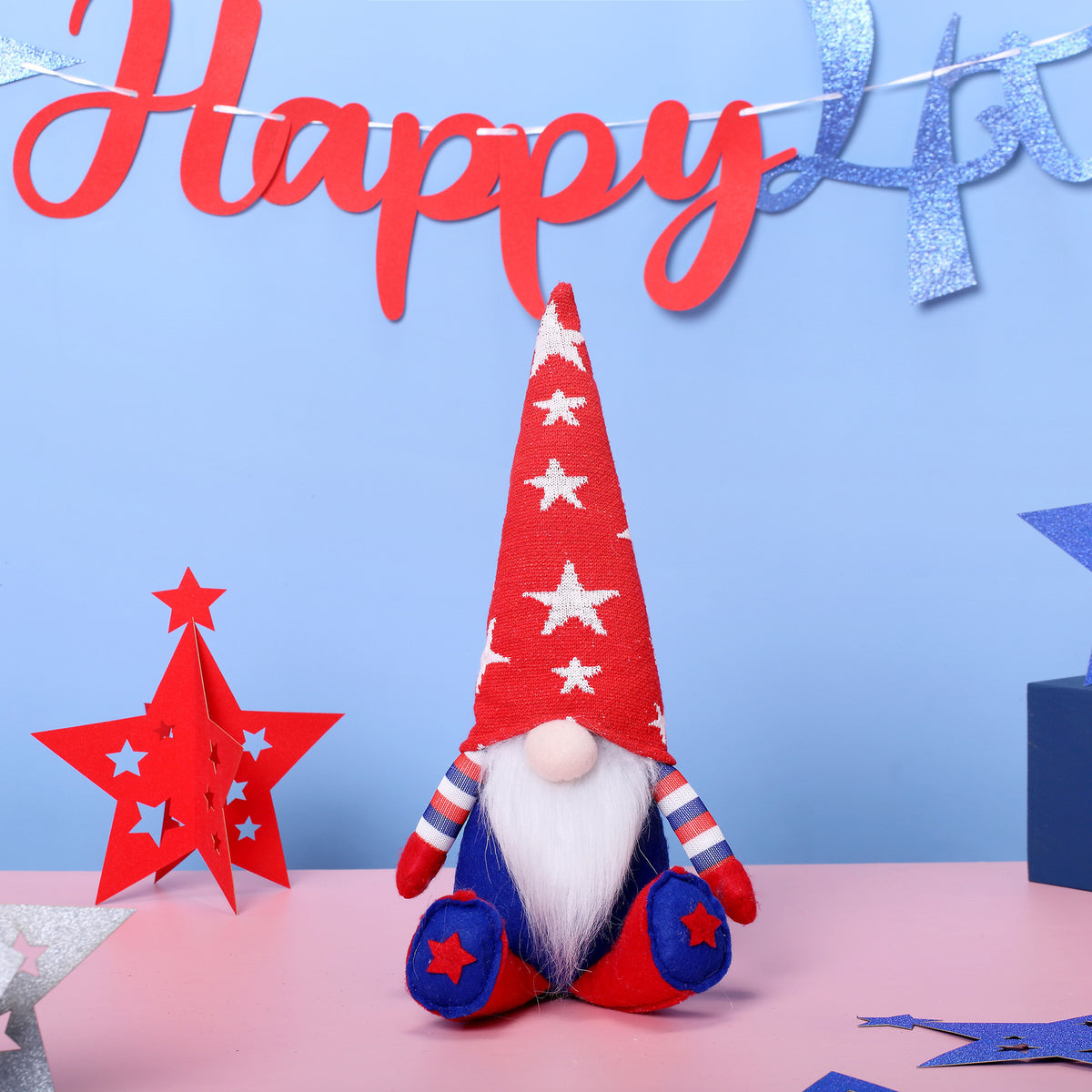 Independence Day Stripe Pentagram Gnome Doll