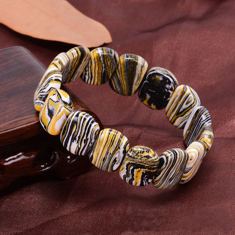 Golden Zebra Pattern Original Malachite Bracelet
