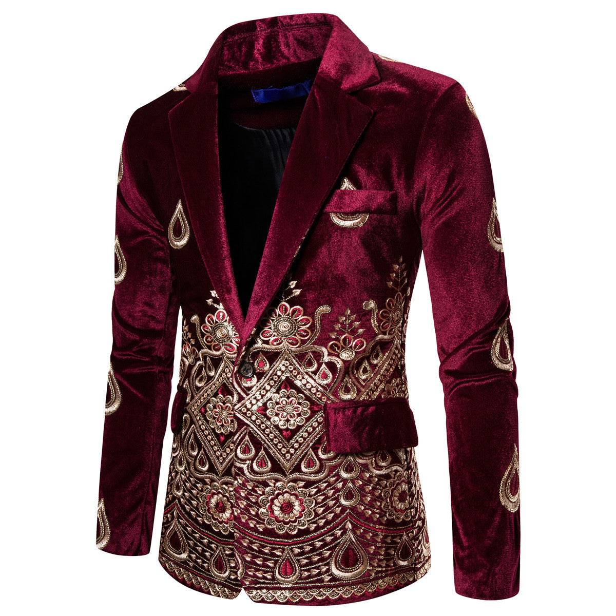 Ethnic Print Single-Breasted Leisure Suits For Men Costume