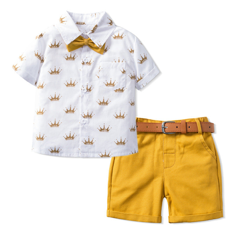 Sleeve Shorts Crown Printing Sets