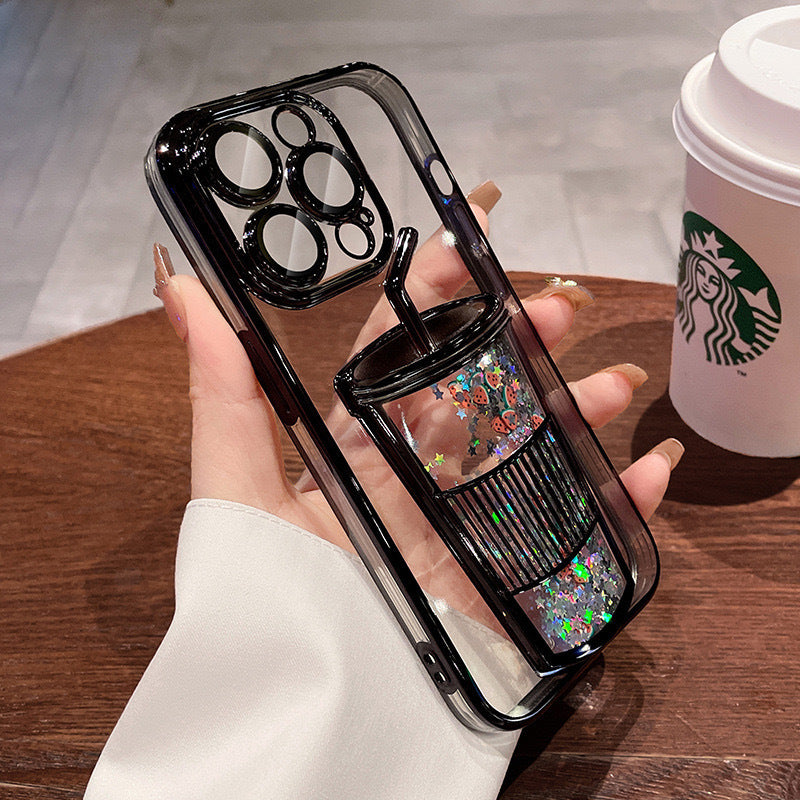 Electroplating Phone Case Three-Dimensional Quicksand Cup Soft Shell