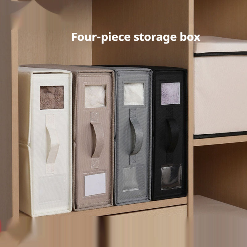 Four-Piece Bed Sheet Set Foldable Zipper Visual Storage Box