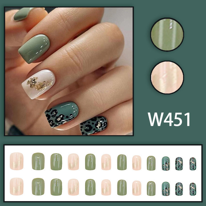 Green Leopard Print Fashion Gold Foil Nail Sticker