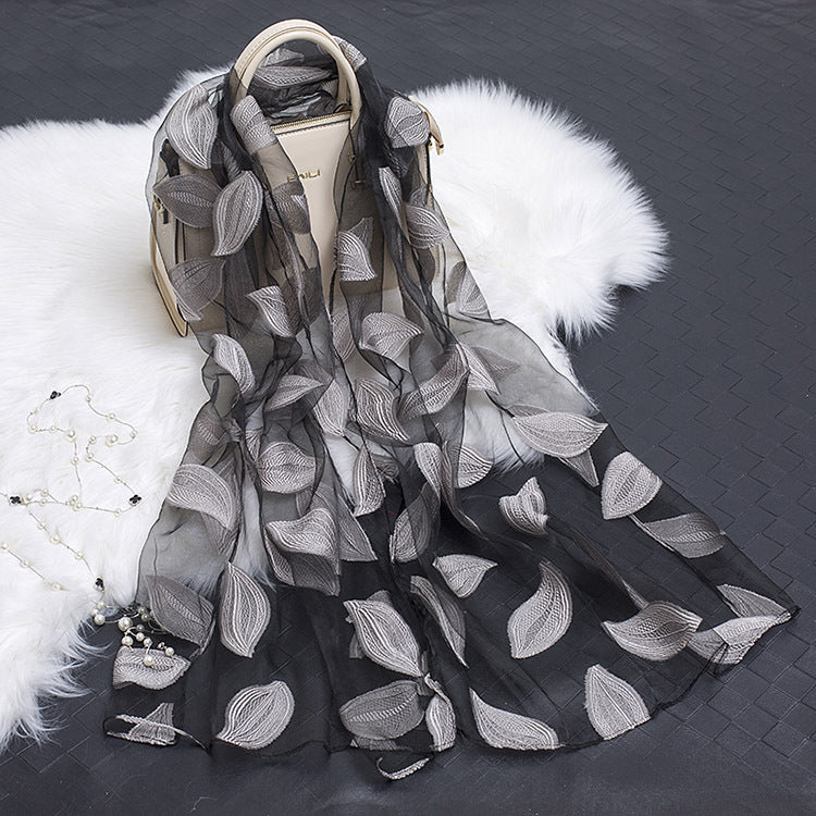 Cut Flowers Hollow Silk Scarf Simulation Silk Scarf