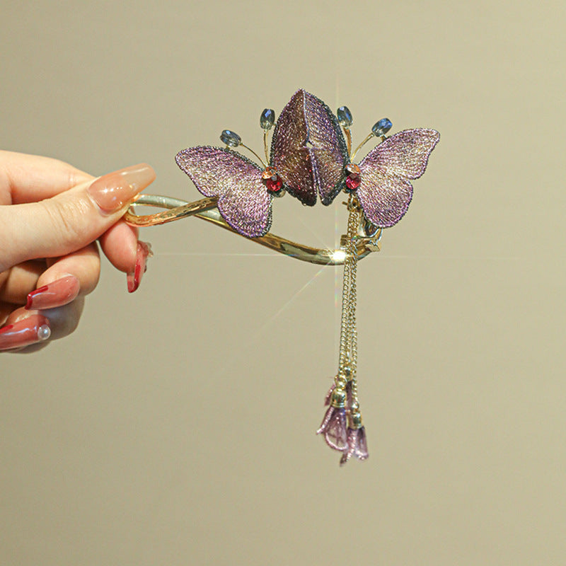 Super Fairy Embroidered Butterfly Hair Clip Temperament Tassel