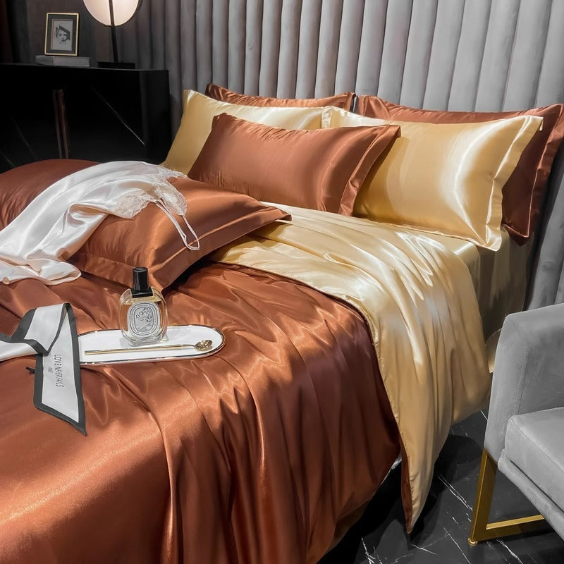 Four-Piece Double-Sided Silk Quilt Cover Ice Silk Tencel Spring And Summer Bedding