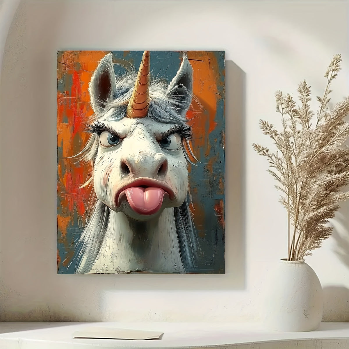 1 Piece Canvas Painting With Wooden Frame, Ready To Hang, Whimsical Unicorn Canvas Art Print - Framed Cartoon Wall Decor For Living Room, Bedroom, Home Office