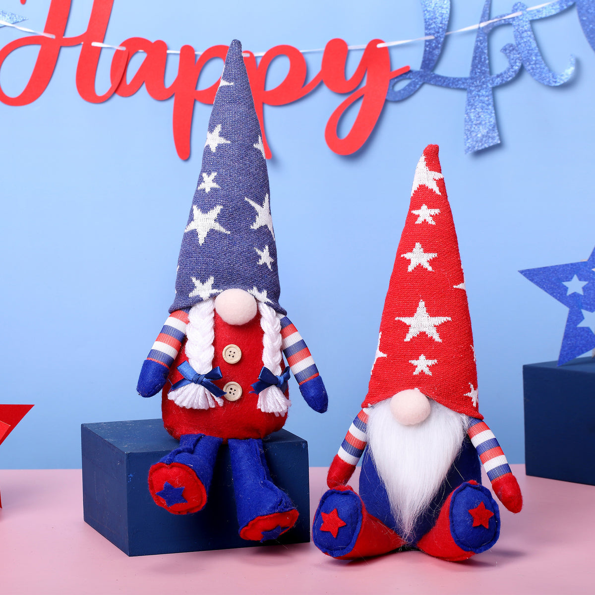 Independence Day Stripe Pentagram Gnome Doll