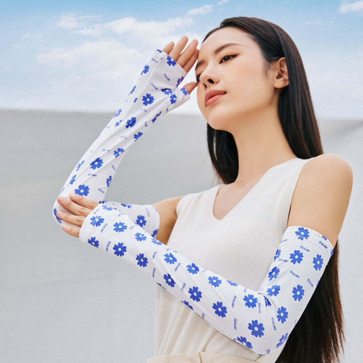 UV Protection Arm Guards Printed Ice Silk Sleeve