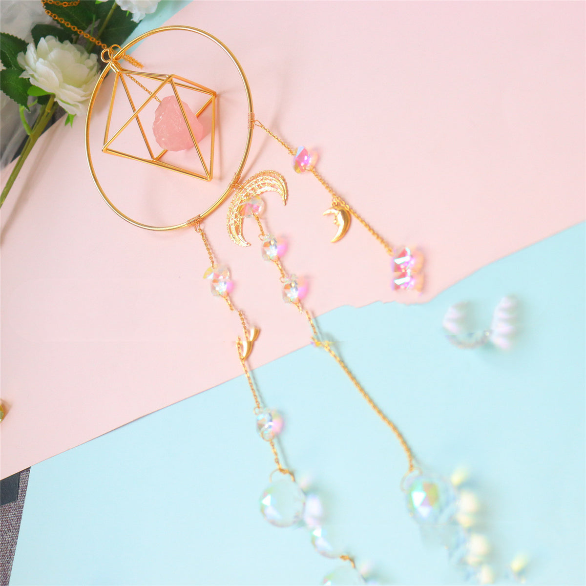 Original Design Gravel Creative Large Circle Crystal Pendant