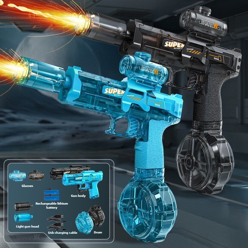 LED Lights Electric Water Guns Children Simulated Shooting Recoil Powerful Automatic Water Spray Gun Kids Summer Outdoor Toys