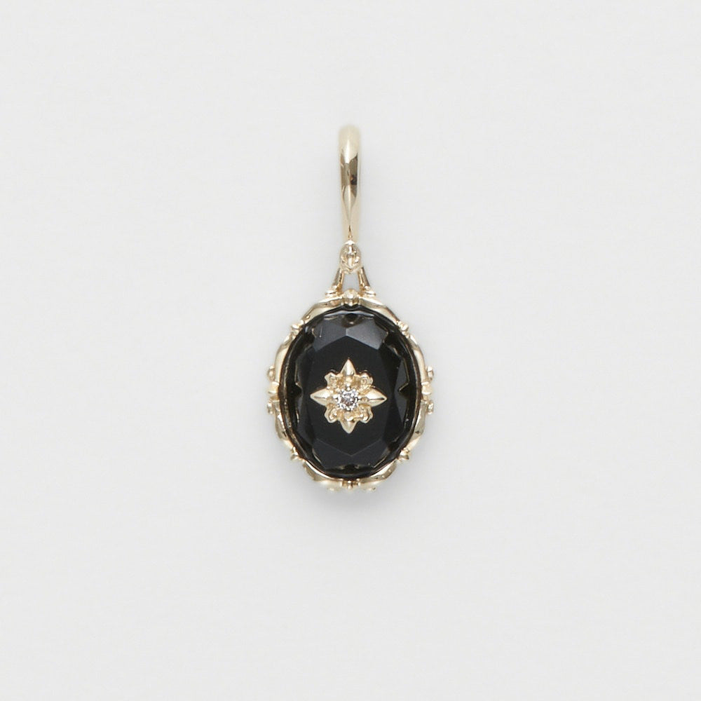 Natural Black Agate Flower Cut Ring