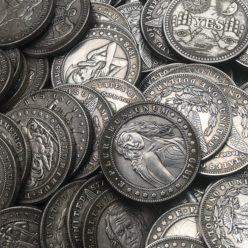 38MM Antique Silver Dollar Coin Morgan's Bum