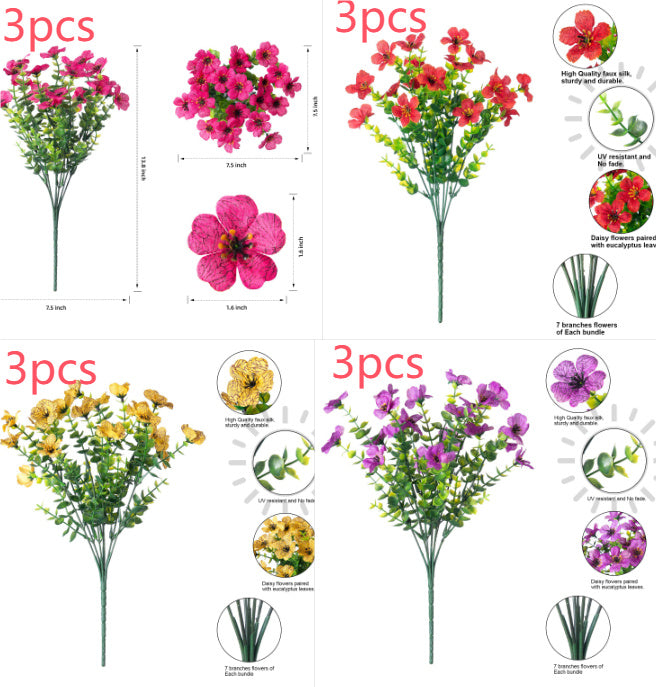 Artificial Outdoor UV-Proof Decorative Simulation Green Plant Plastic Flowers
