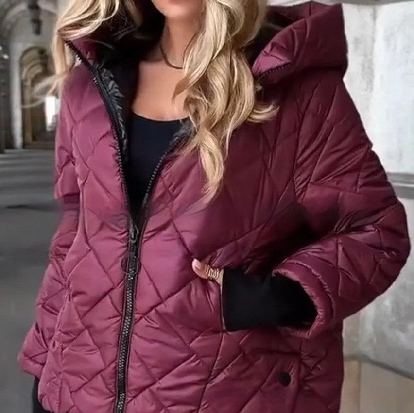 Women's Lightweight Warm Short Type Hooded Jacket