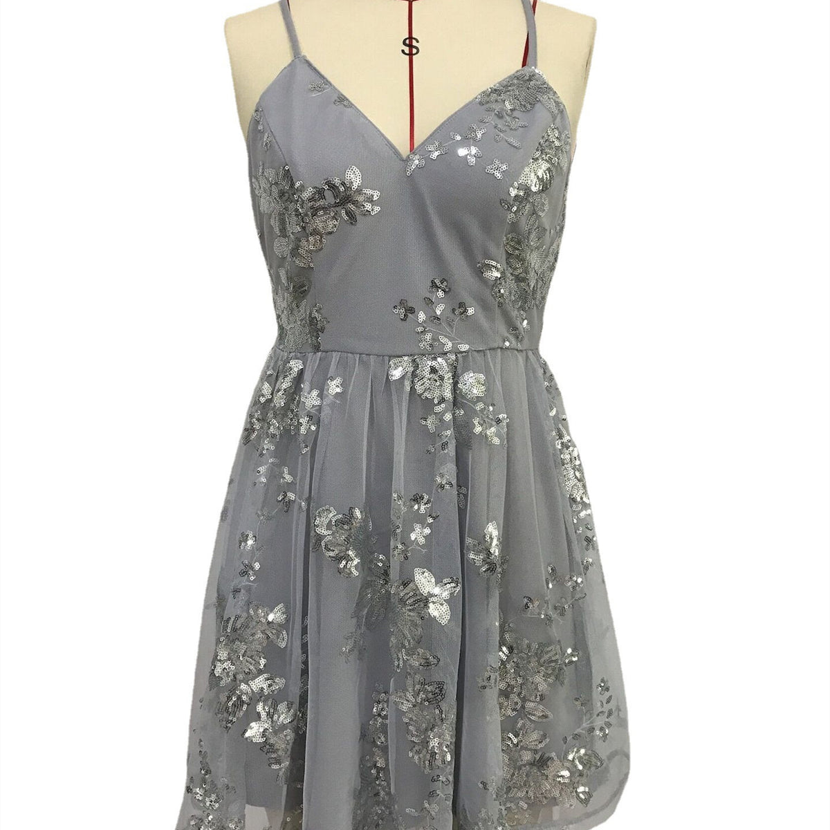 Sleeveless Embroidered Backless Cross Swing Dress