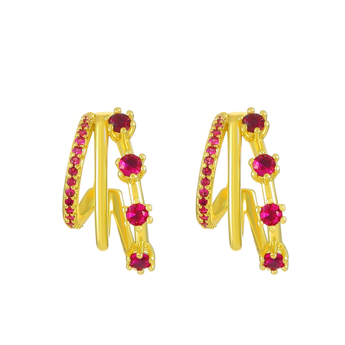 Fashion Three Rings Multilayer Diamond Earrings