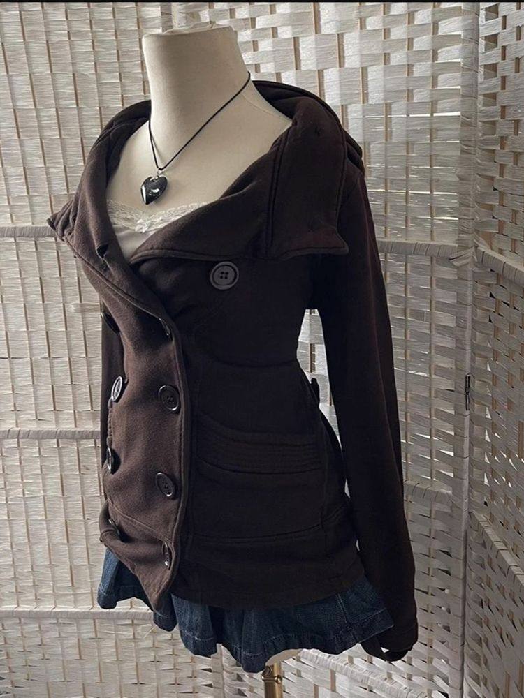 Womens Retro Double-Breasted Short Coat