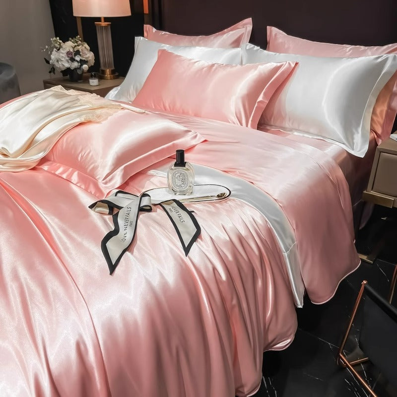 Four-Piece Double-Sided Silk Quilt Cover Ice Silk Tencel Spring And Summer Bedding