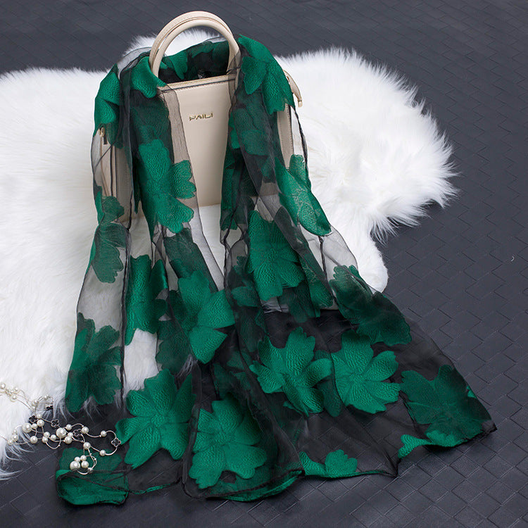 Cut Flowers Hollow Silk Scarf Simulation Silk Scarf
