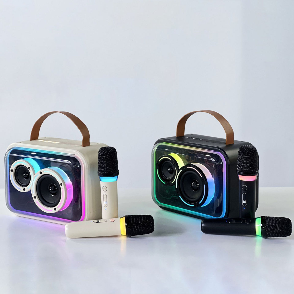 Bluetooth-Compatible Speaker Colorful RGB Portable Karaoke Wireless Stereo