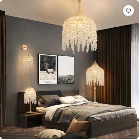 19 Inch Height Elegant Crystal Table Lamp   Vintage Waterfall Design With Teardrop Grape Crystal Bead String Shades And Marble Textured Base For Living Room, Bedroom, Or Office  Bulb Not Included