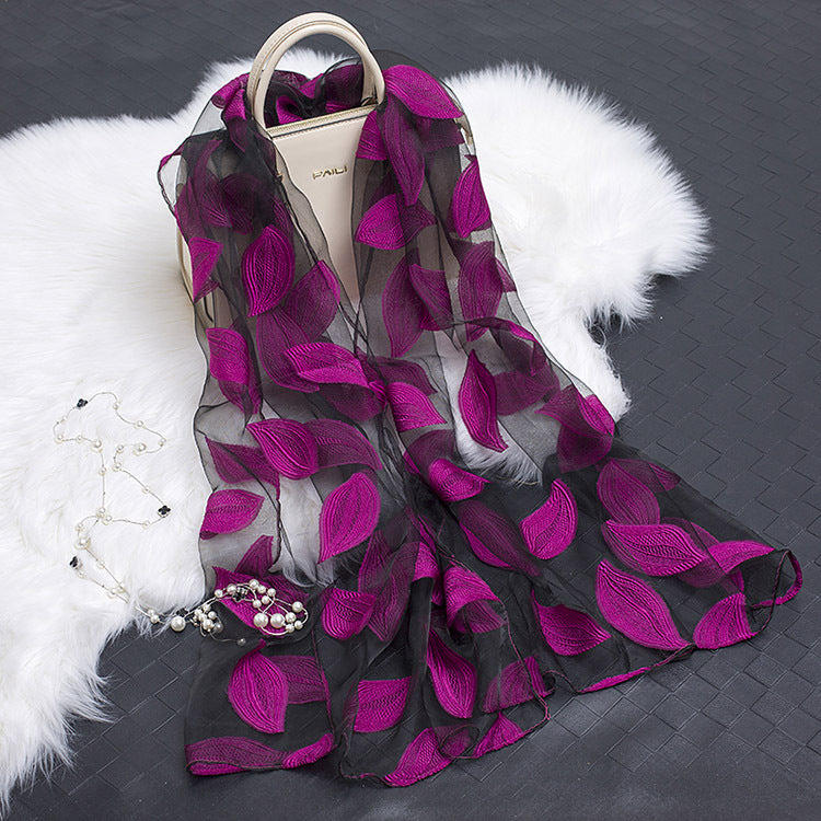 Cut Flowers Hollow Silk Scarf Simulation Silk Scarf