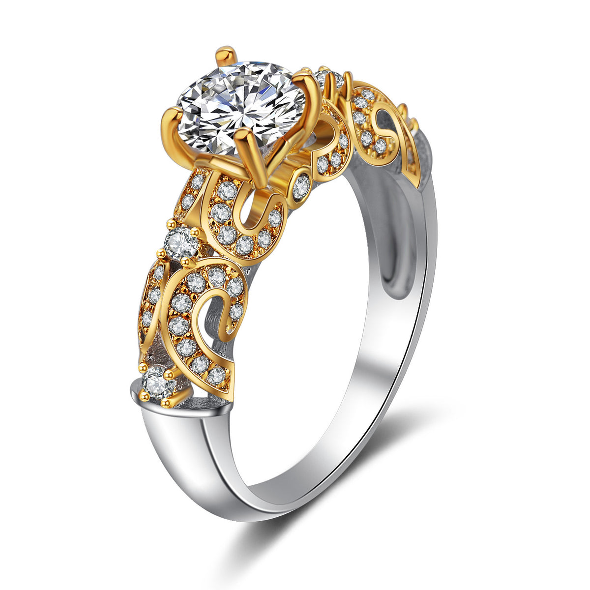 Four-Claw Inlay Simulation Diamond Ring