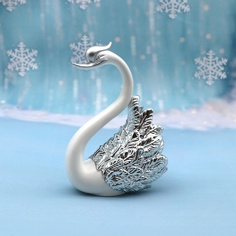 Crown Swan Cake Decoration Gilded Couple