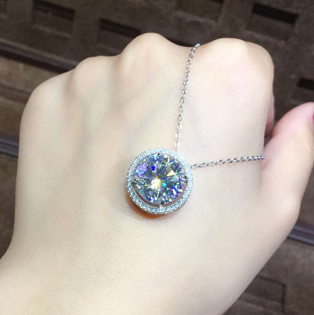5 Carat Simulated Moissanite Round Pendant For Women